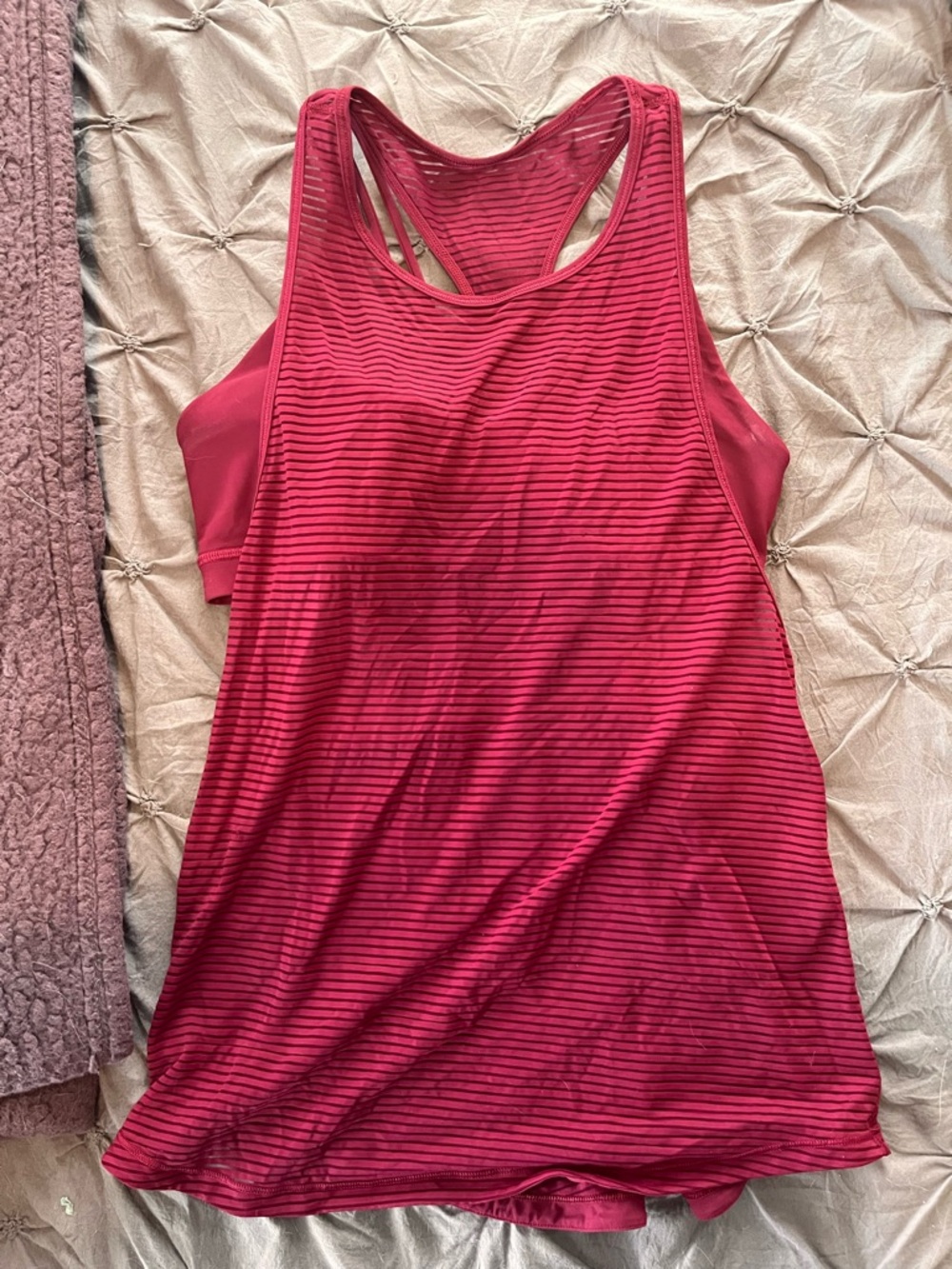 Women’s lululemon Raspberry Striped Active Tank Top with built in bra